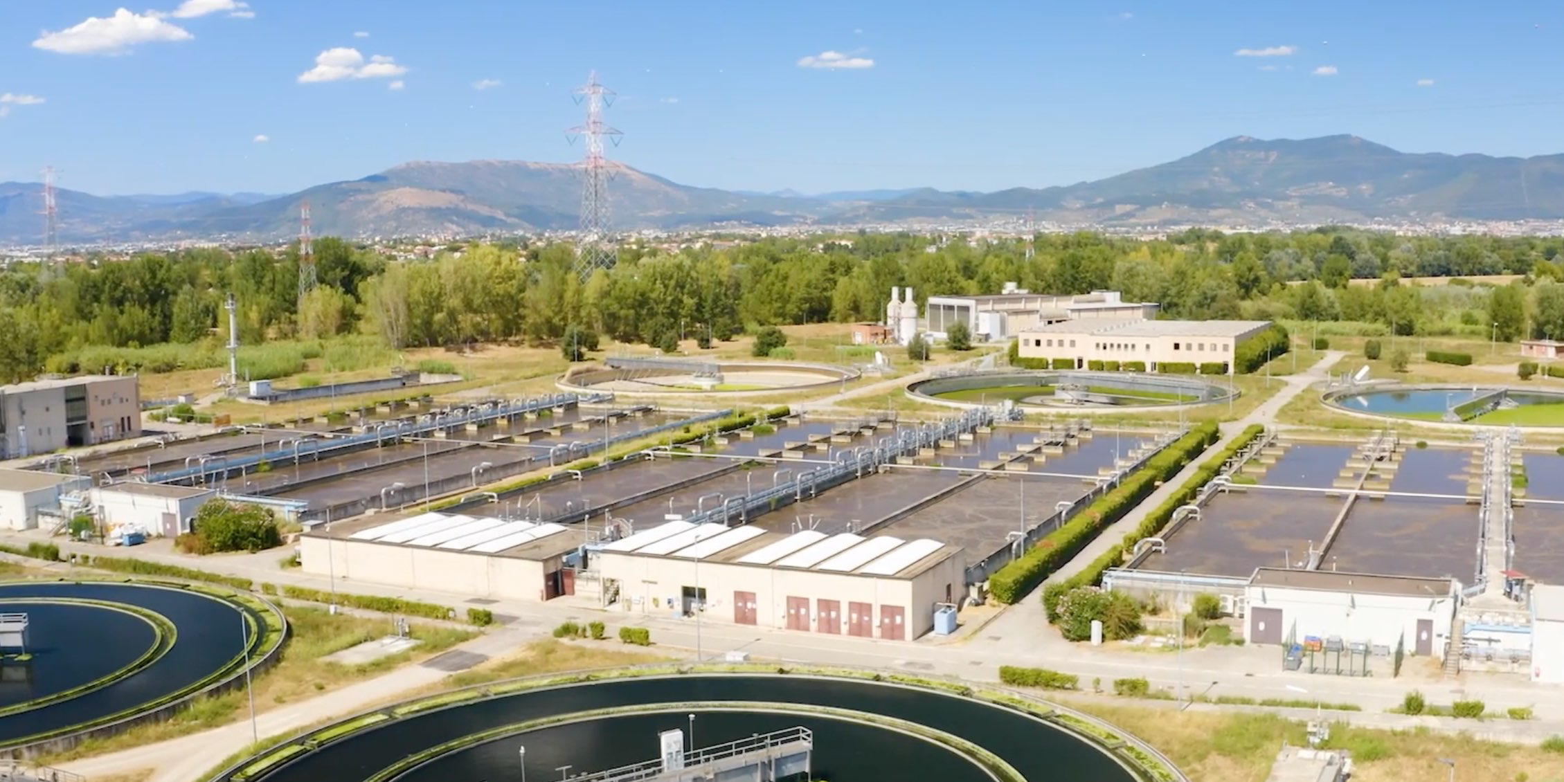 Aerial view of the Publiacqua wastewater treatment plant